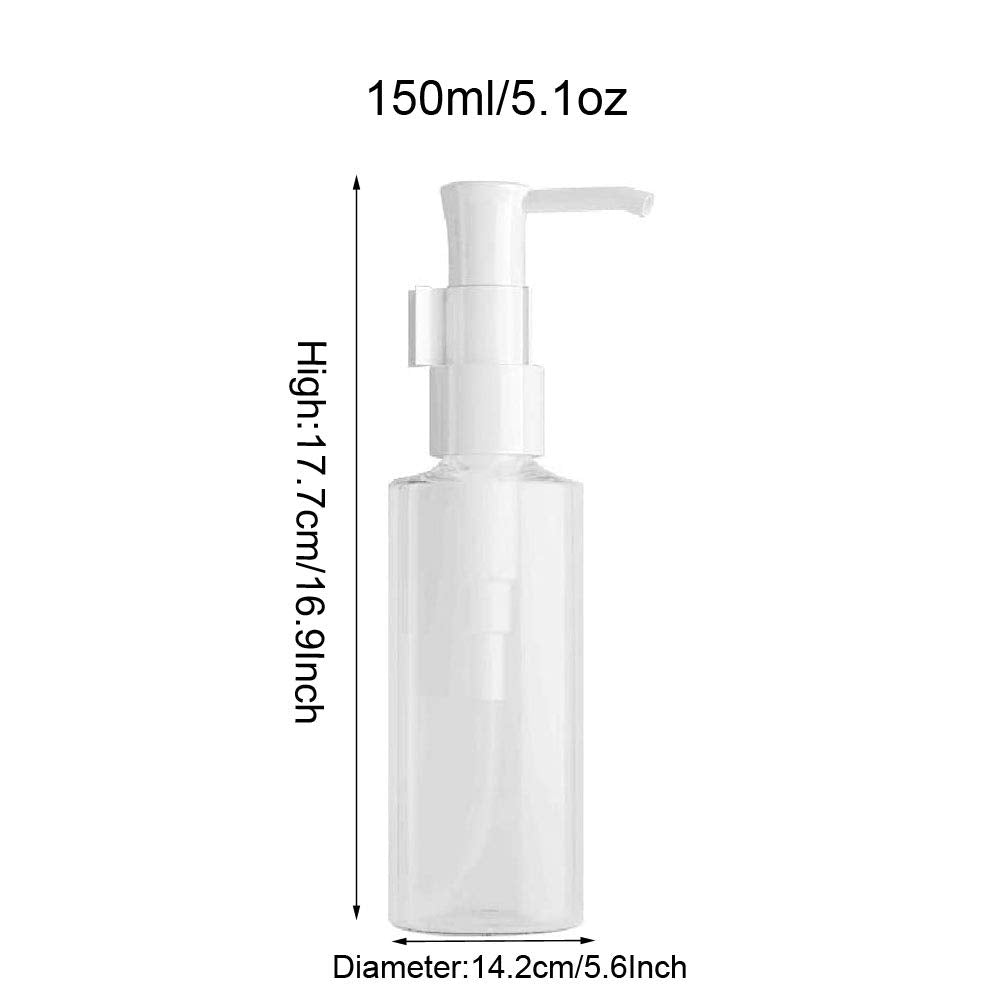 2Pcs 150Ml/5Oz Empty Clear Plastic Flat Pump Bottles With Travel Lock Lotion Cleansing Oil Dispenser Travel Sample Makeup Cosmet